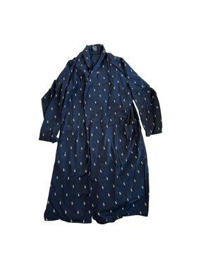 Polo Ralph Lauren Robe Mens Small Medium Navy Blue All Over Pony